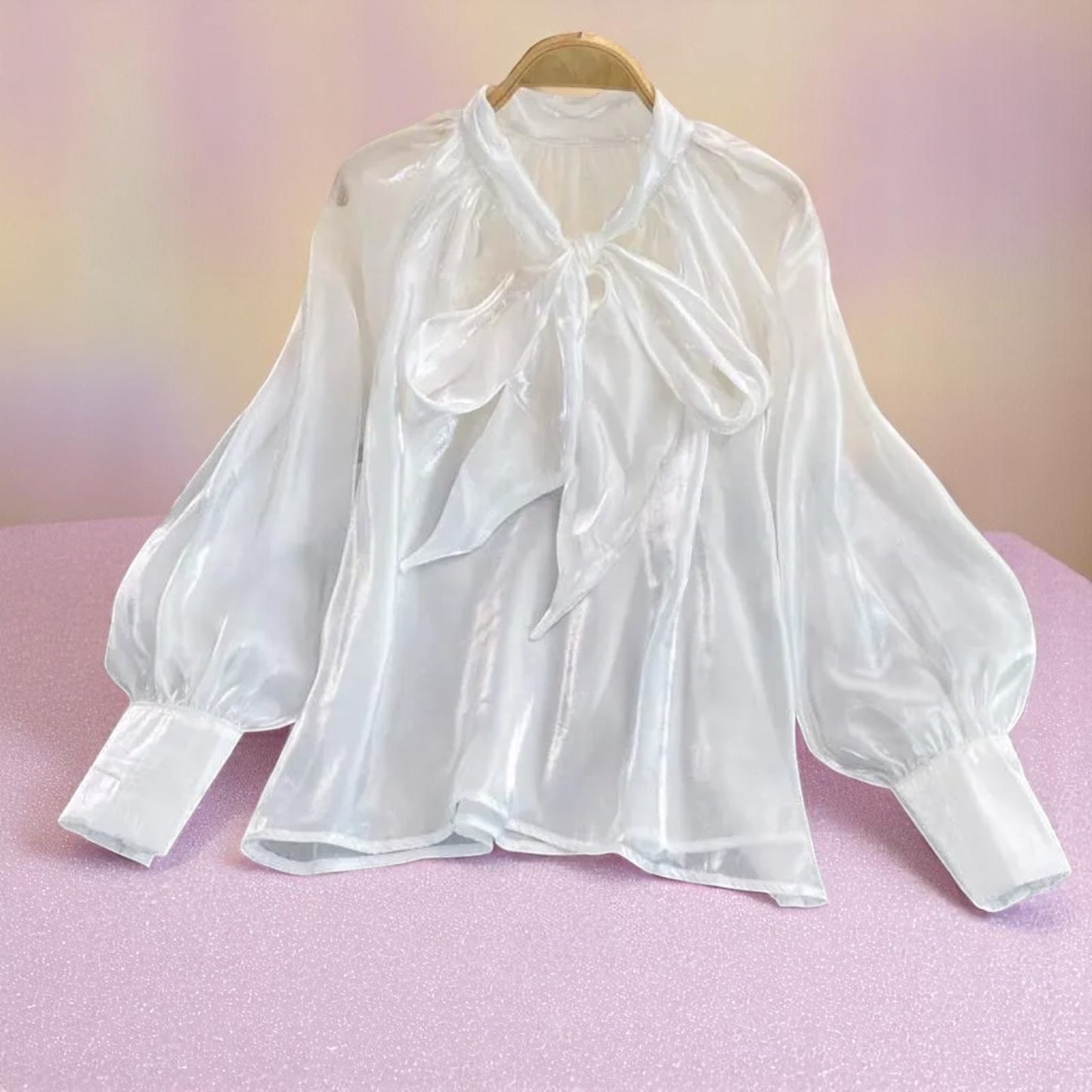Moonlit Ruffle Waltz Blouse – Blouse | Iridescent pastel fashion accessory from Rainbowscape