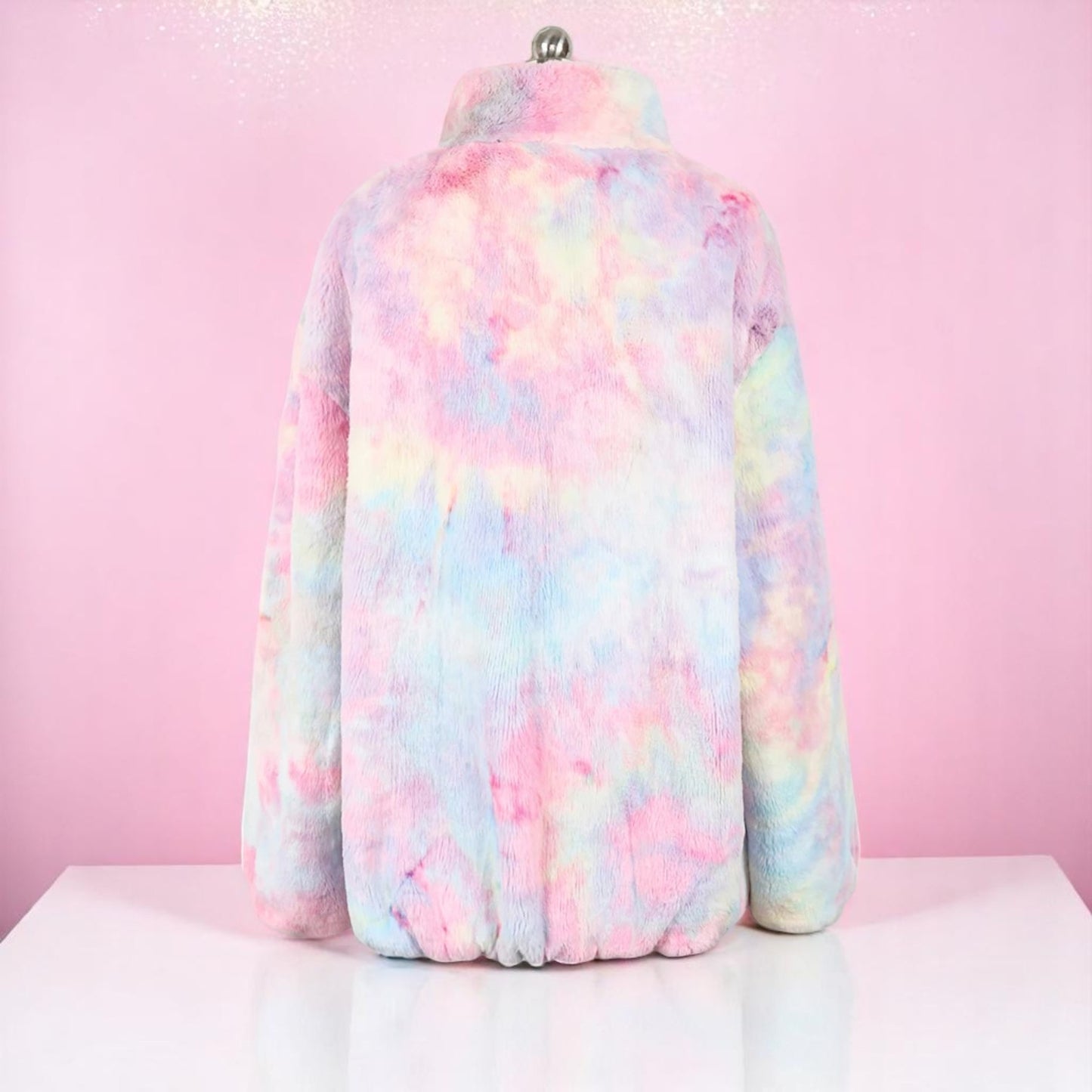 Frosted Bubblegum Dream Faux Fur Jacket – Jacket | Iridescent pastel fashion accessory from Rainbowscape