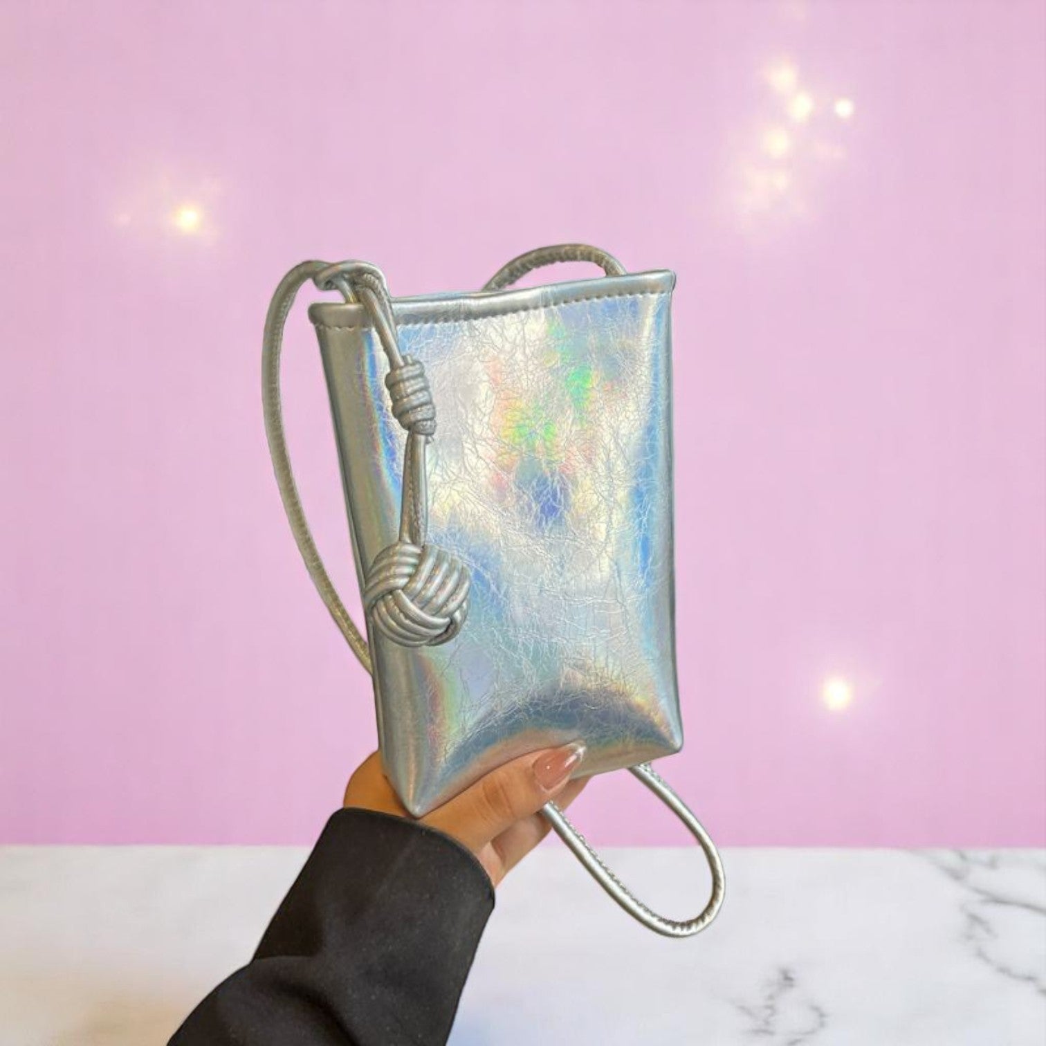 GlimmerKnot Mini Prism Pouch – handbag | Iridescent pastel fashion accessory from Rainbowscape