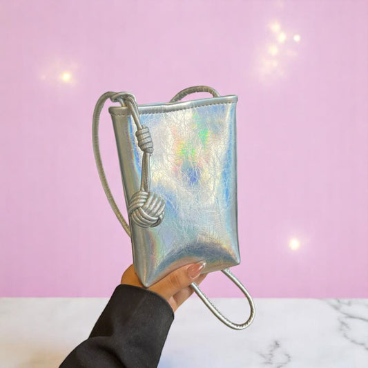 GlimmerKnot Mini Prism Pouch – handbag | Iridescent pastel fashion accessory from Rainbowscape