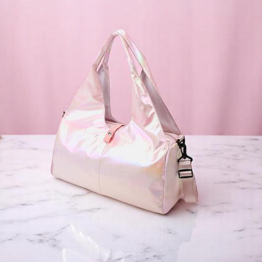 Starlite Strut Gym Tote – Sports Bag | Iridescent pastel fashion accessory from Rainbowscape