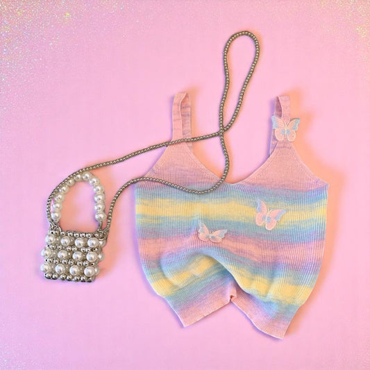 Flutterkiss Knit Cami – Camis | Iridescent pastel fashion accessory from Rainbowscape