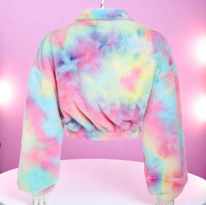 Cosmic Puff Zip-Up Fleece – Jumper | Iridescent pastel fashion accessory from Rainbowscape