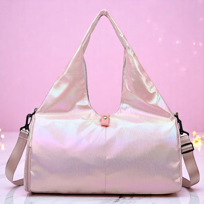 Starlite Strut Gym Tote – Sports Bag | Iridescent pastel fashion accessory from Rainbowscape