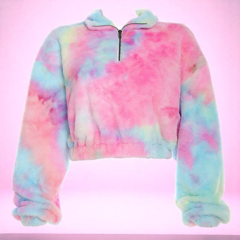 Cosmic Puff Zip-Up Fleece – Jumper | Iridescent pastel fashion accessory from Rainbowscape