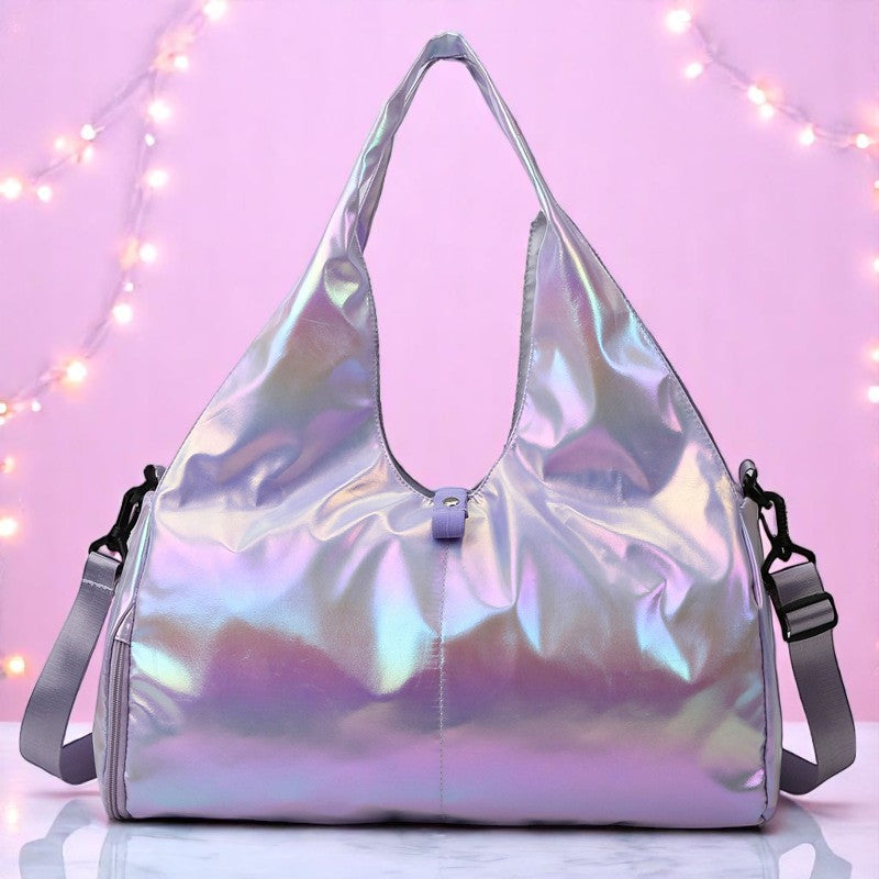 Starlite Strut Gym Tote – Sports Bag | Iridescent pastel fashion accessory from Rainbowscape