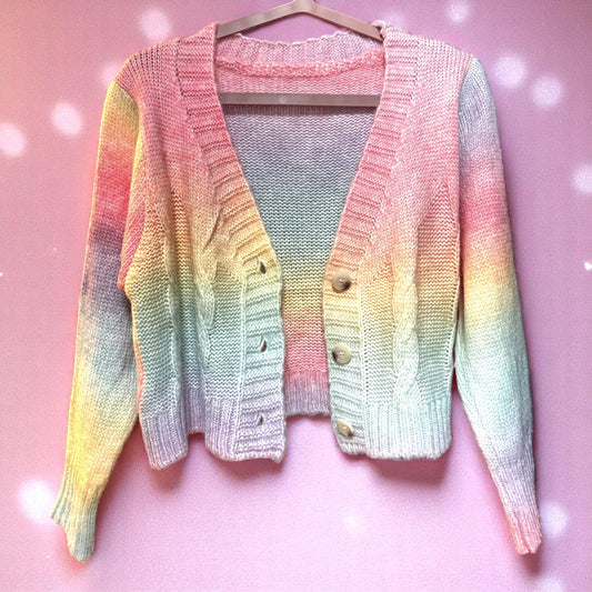 Cloudberry Twist Dream Cardigan – Cardigan | Iridescent pastel fashion accessory from Rainbowscape