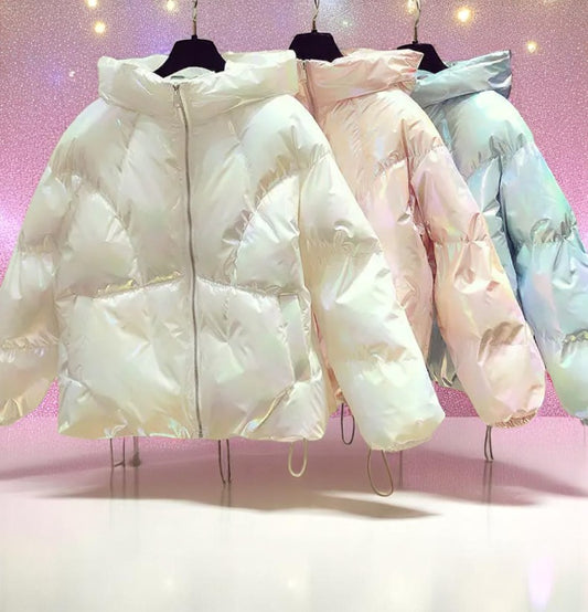 Starlight Bubblewrap Puffer – Jacket | Iridescent pastel fashion accessory from Rainbowscape
