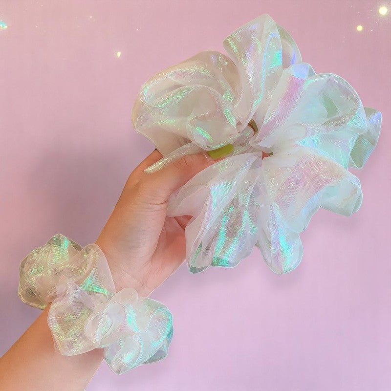 Whimsy Puff Cloud Scrunchie – Hairband | Iridescent pastel fashion accessory from Rainbowscape