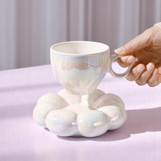 Cloud Whirl Milky Mug Set – Cups | Iridescent pastel fashion accessory from Rainbowscape
