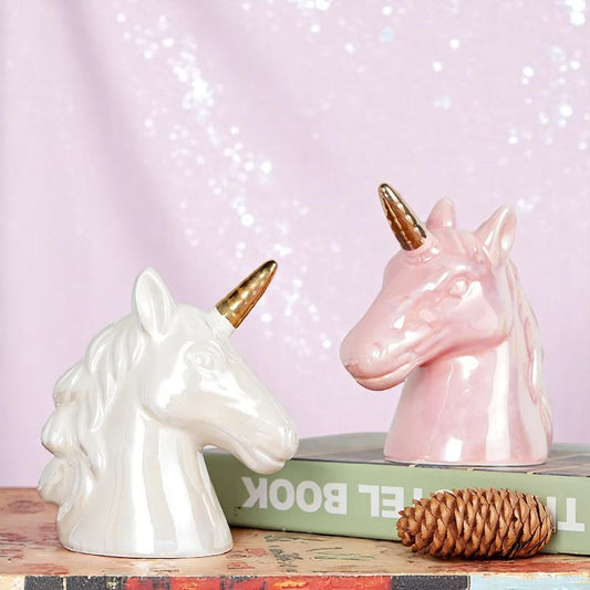 The Gilded Whimsycorn Treasure Keeper – Piggy bank | Iridescent pastel fashion accessory from Rainbowscape