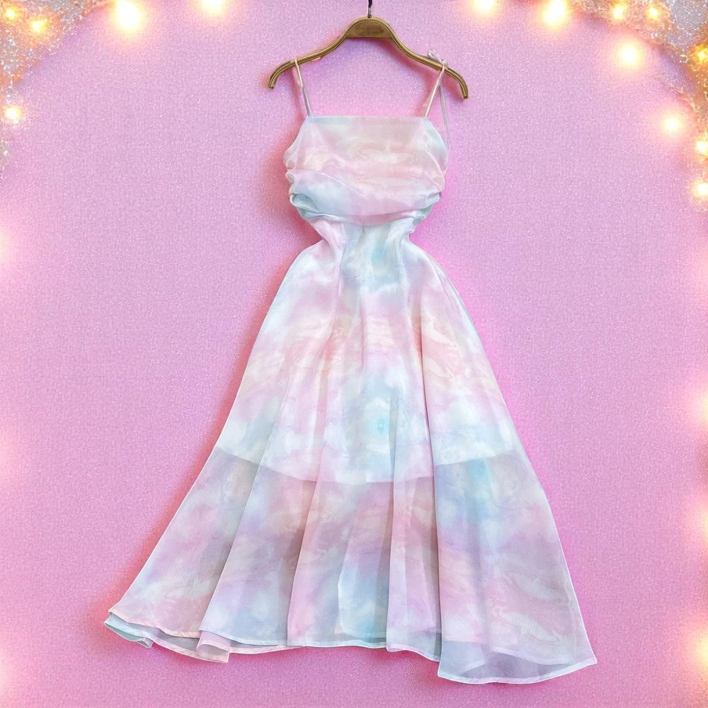 Celestia Drift Maxi Dress – Dress | Iridescent pastel fashion accessory from Rainbowscape