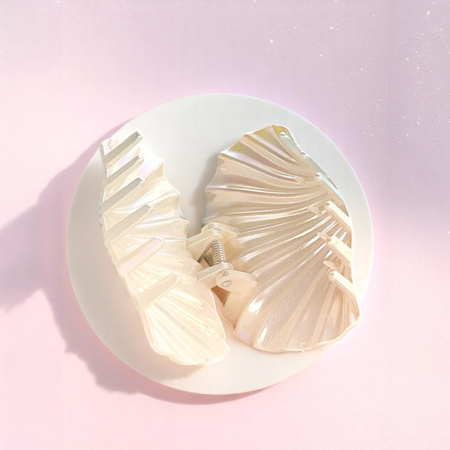 Seashimmer Shell Claw Clip – Hair Clip | Iridescent pastel fashion accessory from Rainbowscape