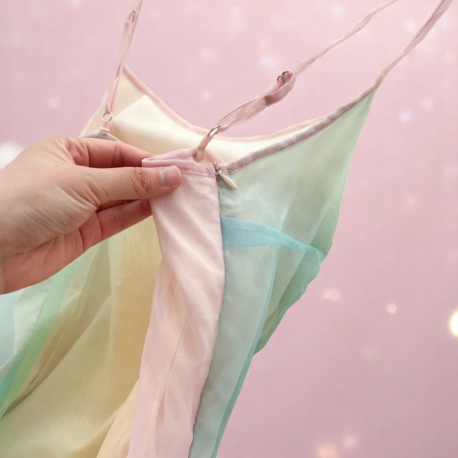 Whirlwind of Whimsy Mesh Midi Dress – Dress | Iridescent pastel fashion accessory from Rainbowscape