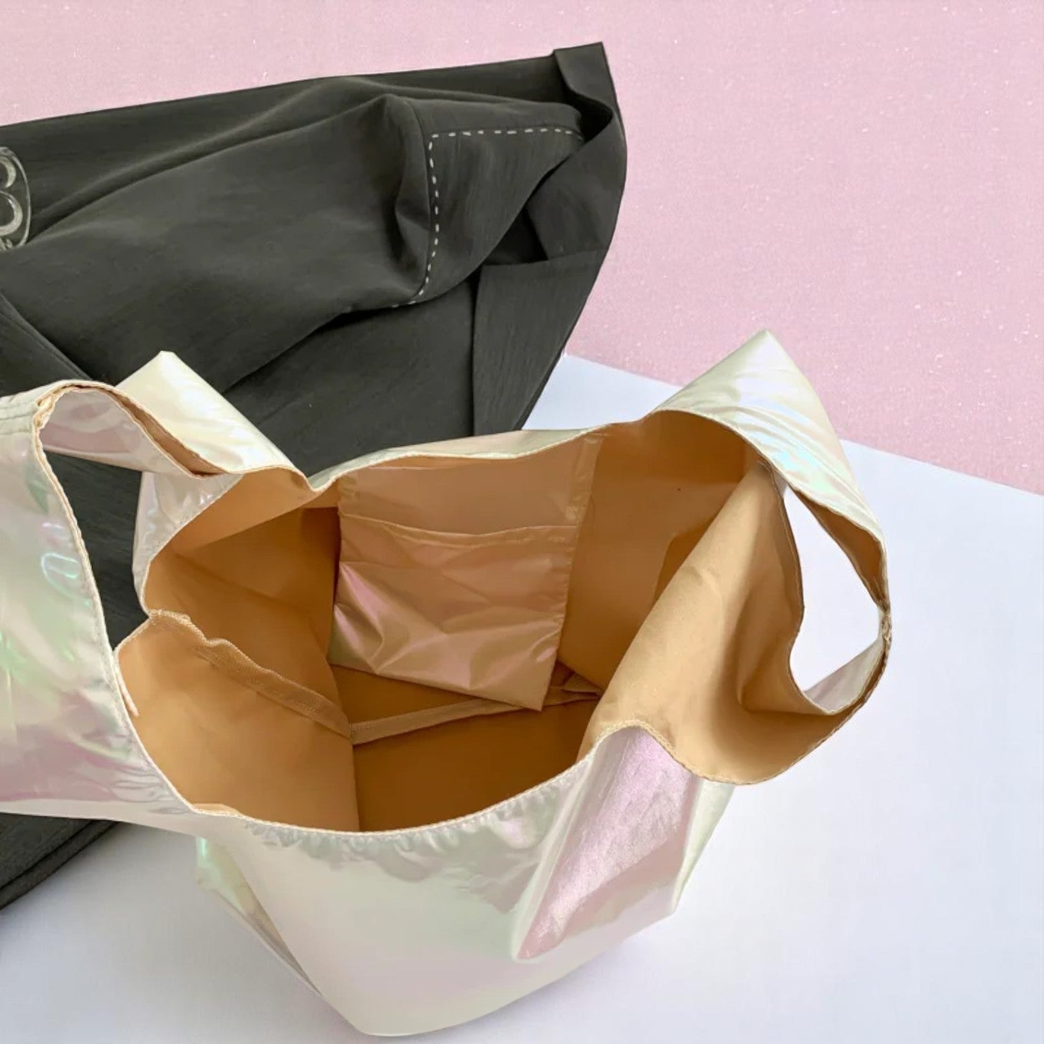 Starluxe Gleam Grab Tote – Tote bag | Iridescent pastel fashion accessory from Rainbowscape