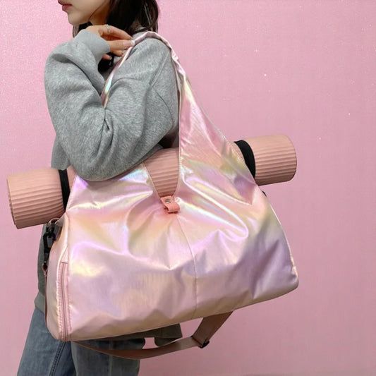 Starlite Strut Gym Tote – Sports Bag | Iridescent pastel fashion accessory from Rainbowscape