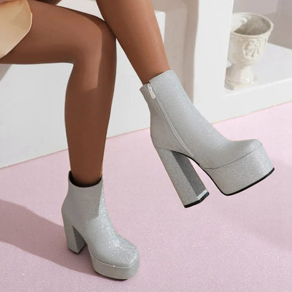 Stardust Strut Glitter Boots – Boots | Iridescent pastel fashion accessory from Rainbowscape