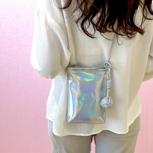 GlimmerKnot Mini Prism Pouch – handbag | Iridescent pastel fashion accessory from Rainbowscape