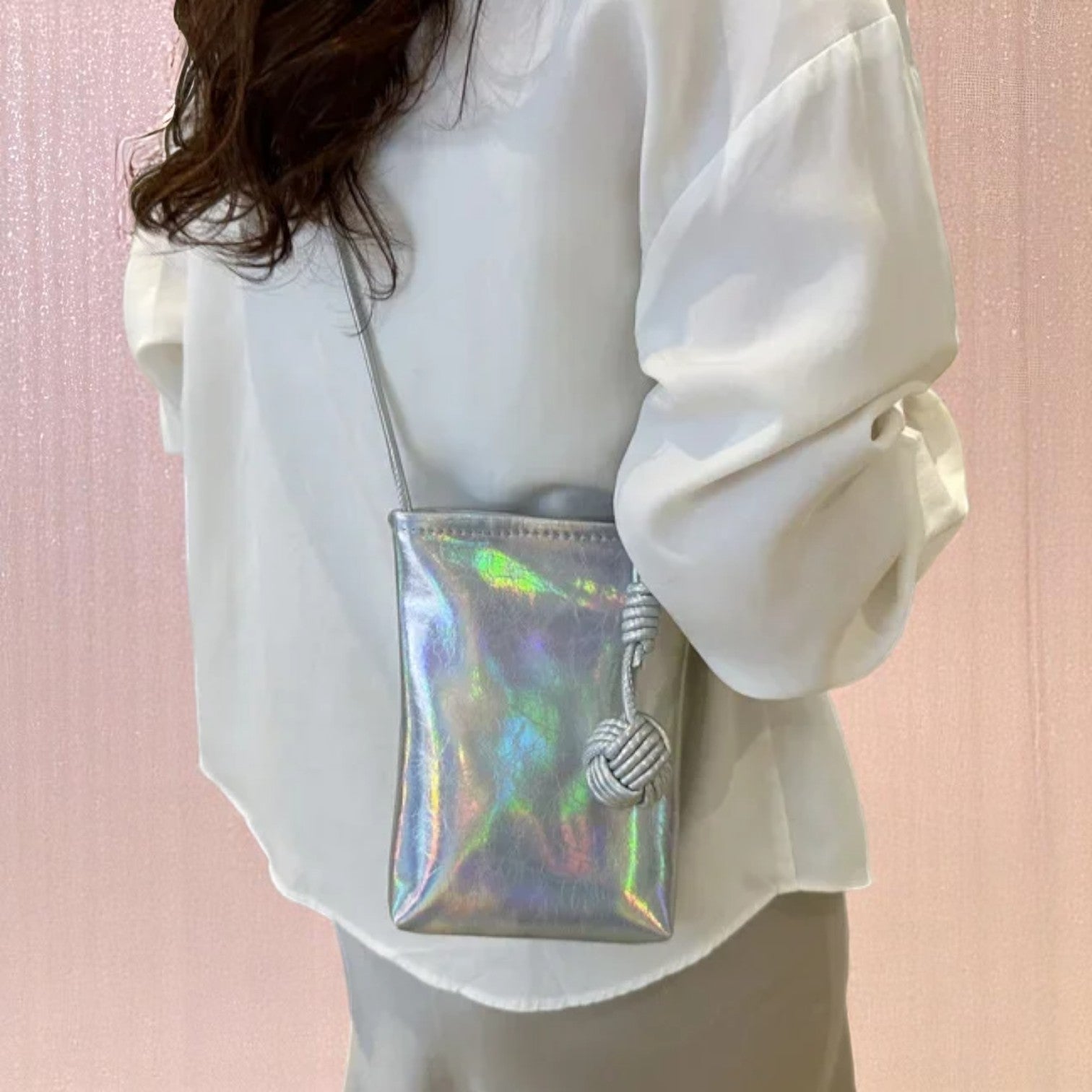 GlimmerKnot Mini Prism Pouch – handbag | Iridescent pastel fashion accessory from Rainbowscape