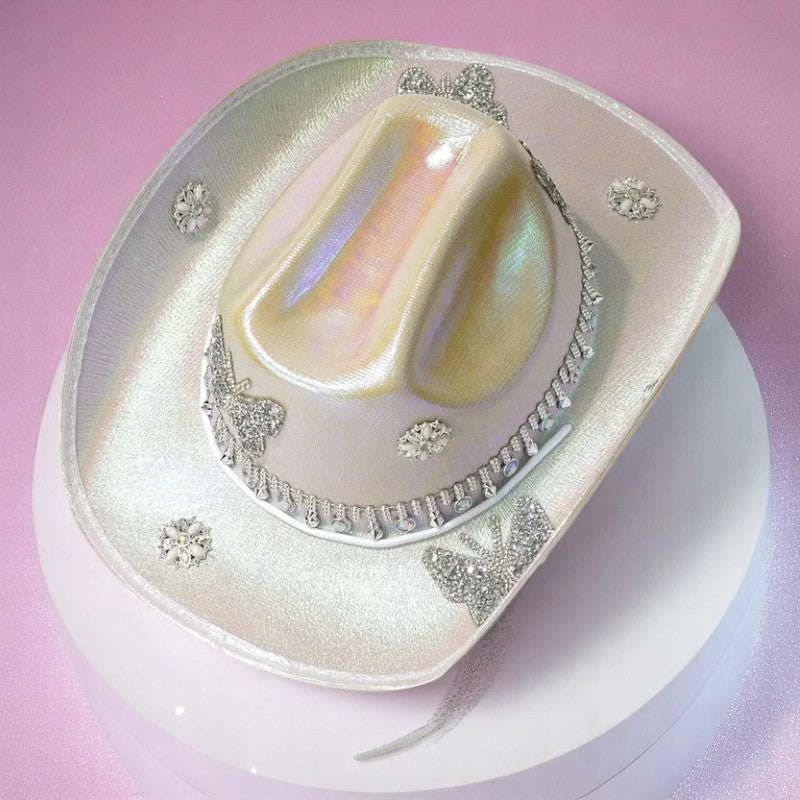 Flutter Rodeo Hat – Hat | Iridescent pastel fashion accessory from Rainbowscape