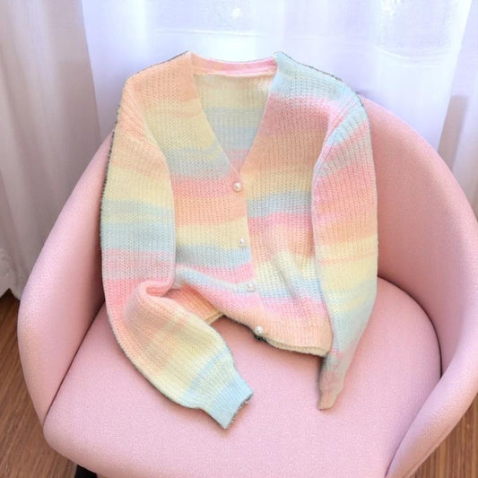 Pastel Pop Sugarkiss Cardigan – Cardigan | Iridescent pastel fashion accessory from Rainbowscape
