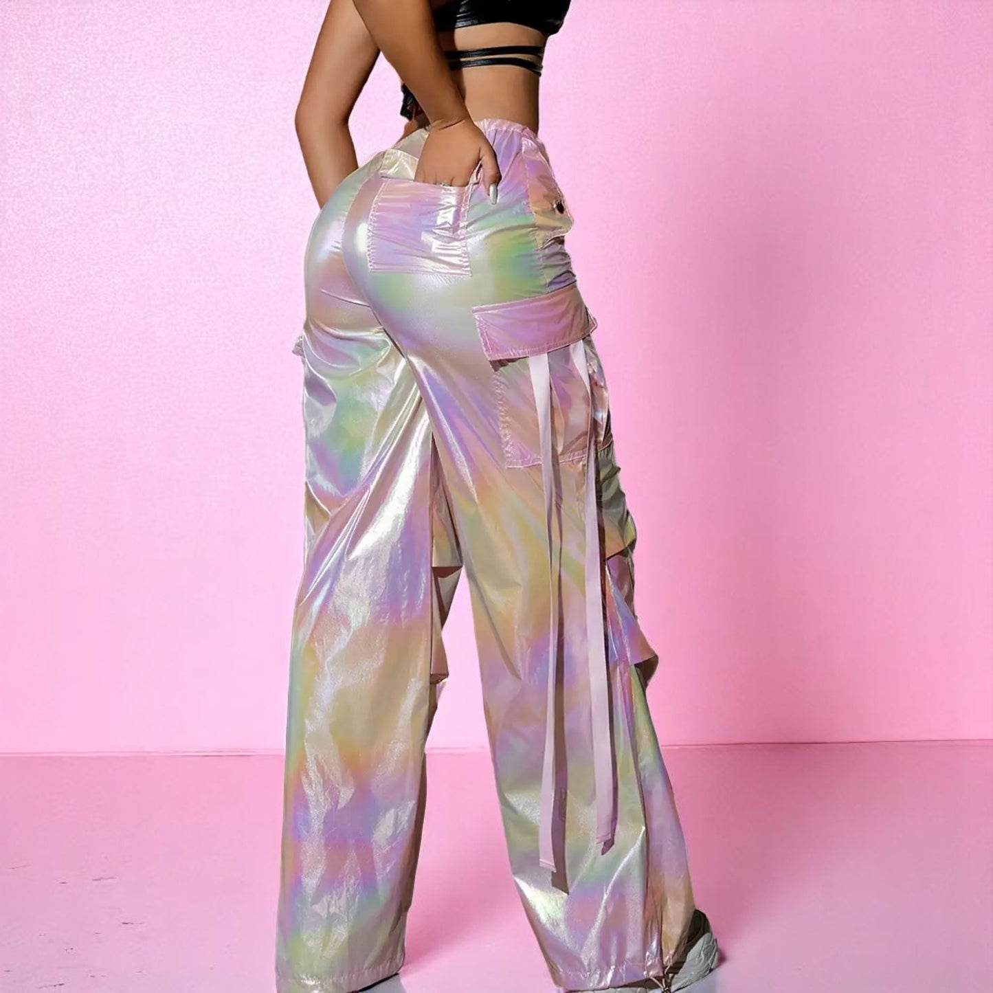 Hologlam Hustle Parachute Pants – Trousers | Iridescent pastel fashion accessory from Rainbowscape