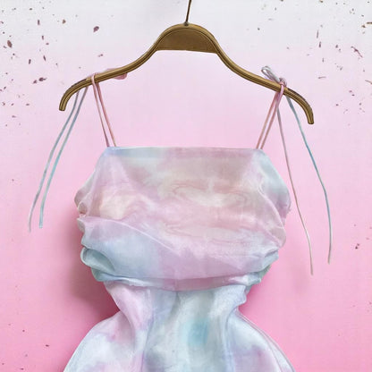 Celestia Drift Maxi Dress – Dress | Iridescent pastel fashion accessory from Rainbowscape