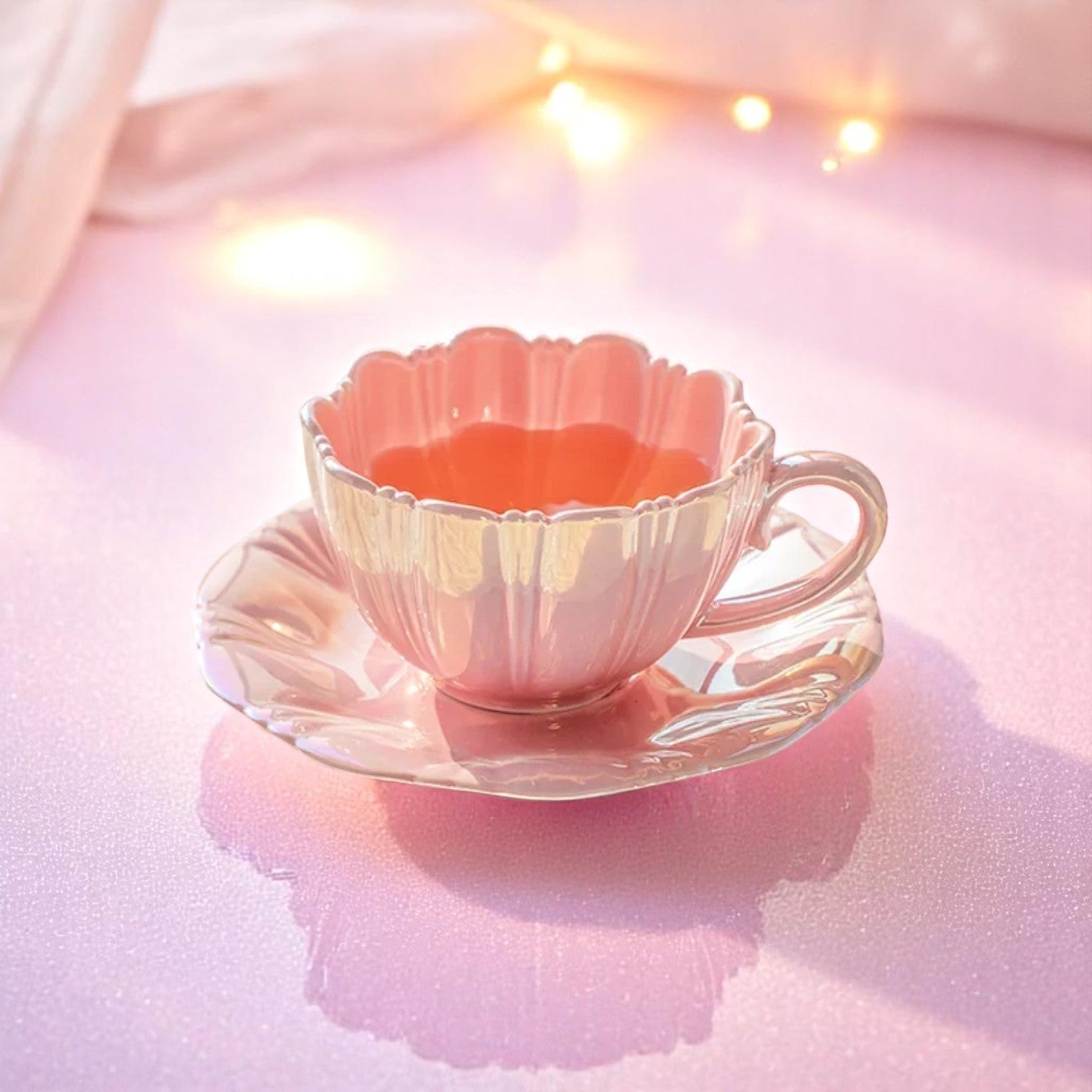 Petal Whirl Porcelain Teacup Set – Cups | Iridescent pastel fashion accessory from Rainbowscape