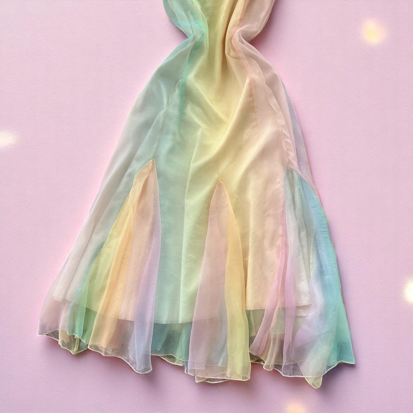 Whirlwind of Whimsy Mesh Midi Dress – Dress | Iridescent pastel fashion accessory from Rainbowscape