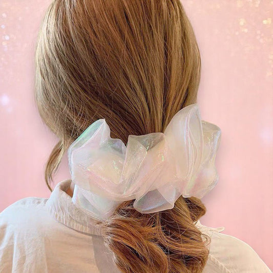Whimsy Puff Cloud Scrunchie – Hairband | Iridescent pastel fashion accessory from Rainbowscape