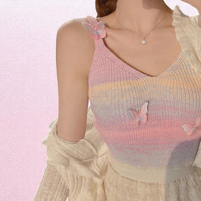 Flutterkiss Knit Cami – Camis | Iridescent pastel fashion accessory from Rainbowscape