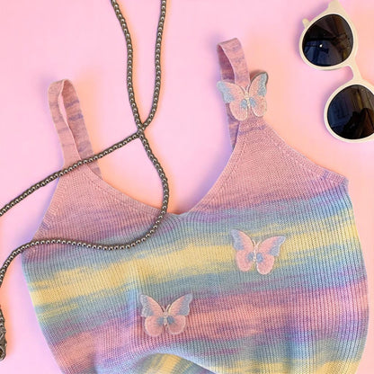 Flutterkiss Knit Cami – Camis | Iridescent pastel fashion accessory from Rainbowscape