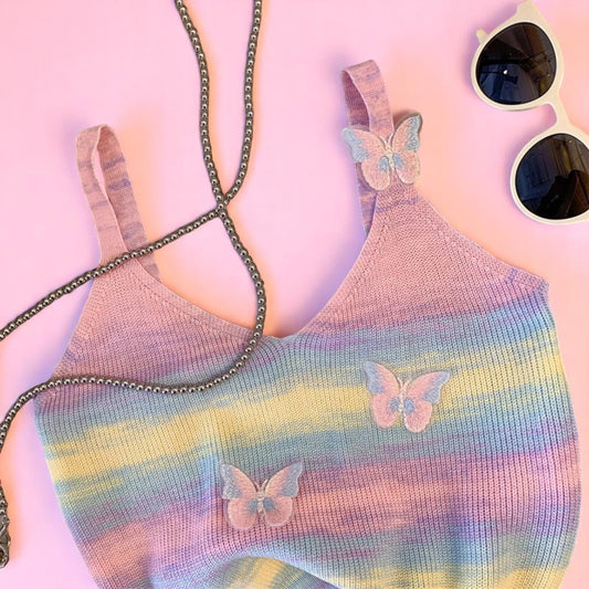 Flutterkiss Knit Cami – Camis | Iridescent pastel fashion accessory from Rainbowscape