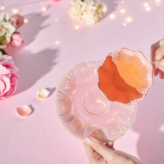 Petal Whirl Porcelain Teacup Set – Cups | Iridescent pastel fashion accessory from Rainbowscape