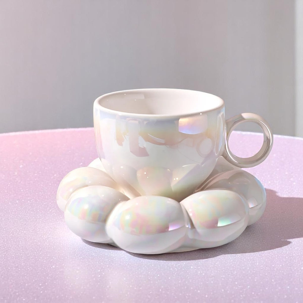 Cloud Whirl Milky Mug Set – Cups | Iridescent pastel fashion accessory from Rainbowscape