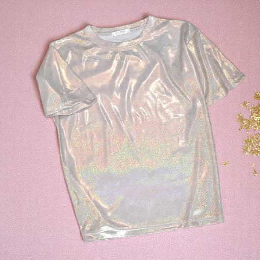 Moonbeam Mirage Tee – Tops | Iridescent pastel fashion accessory from Rainbowscape