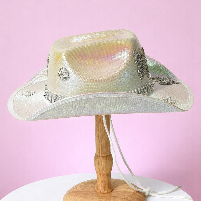 Flutter Rodeo Hat – Hat | Iridescent pastel fashion accessory from Rainbowscape