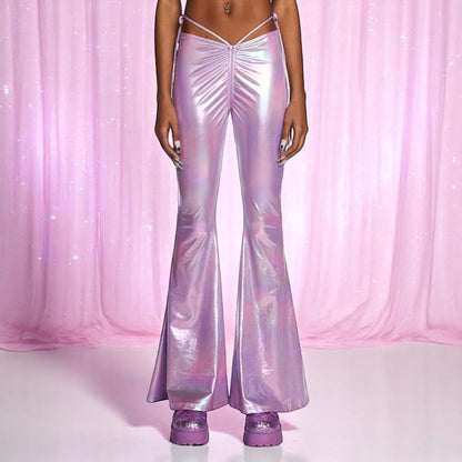 Moonlit Siren Flare Pants – Trousers | Iridescent pastel fashion accessory from Rainbowscape