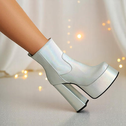 Prism Pop Power Boots – Boots | Iridescent pastel fashion accessory from Rainbowscape