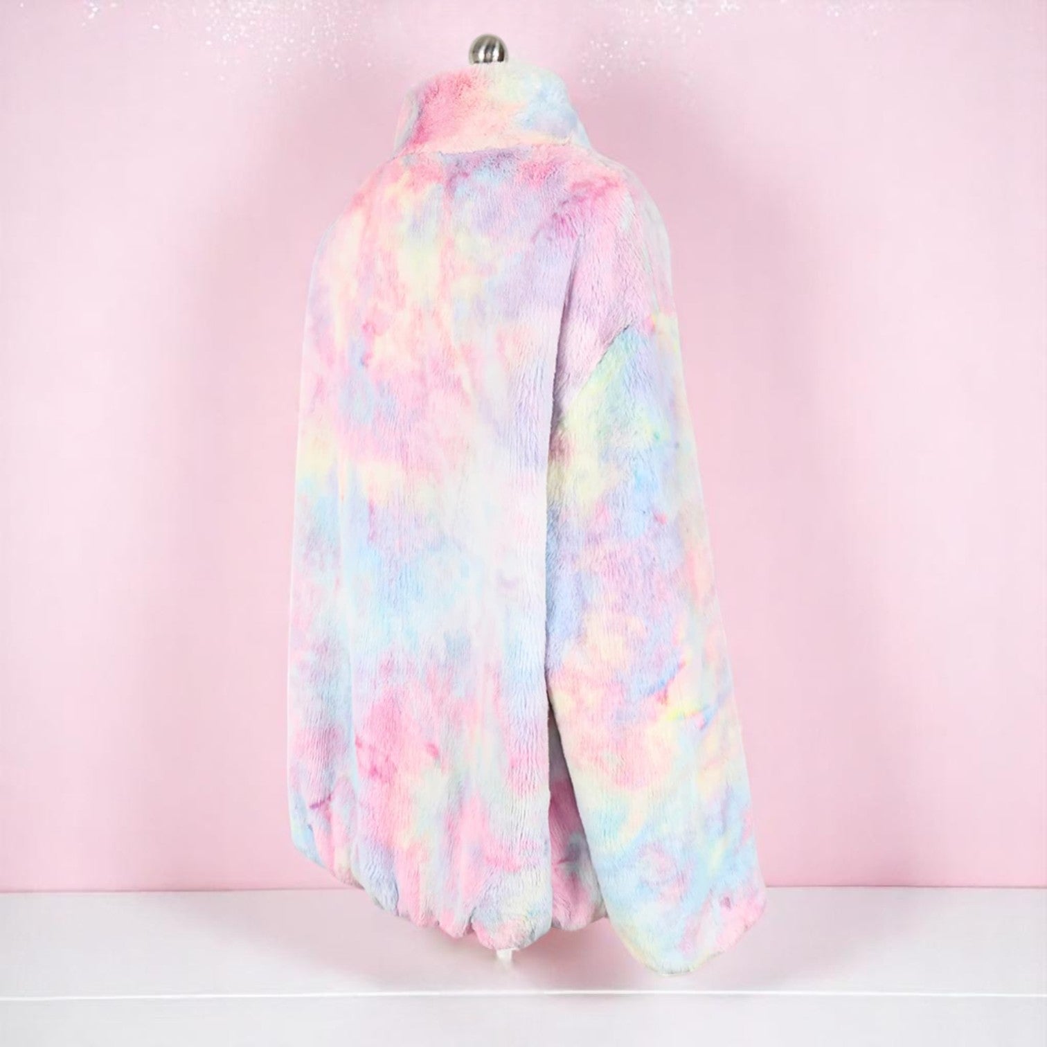 Frosted Bubblegum Dream Faux Fur Jacket – Jacket | Iridescent pastel fashion accessory from Rainbowscape