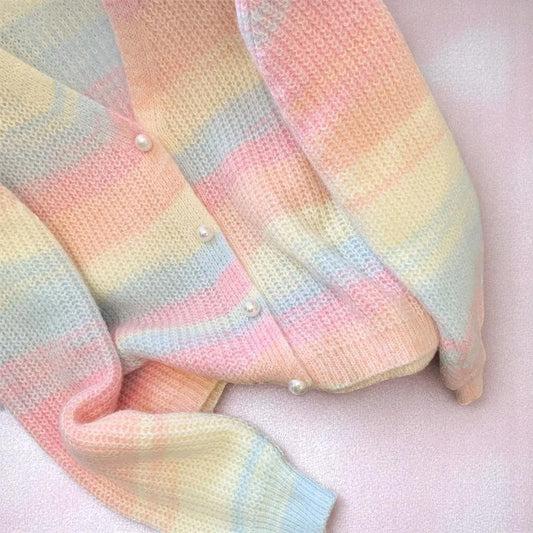 Pastel Pop Sugarkiss Cardigan – Cardigan | Iridescent pastel fashion accessory from Rainbowscape