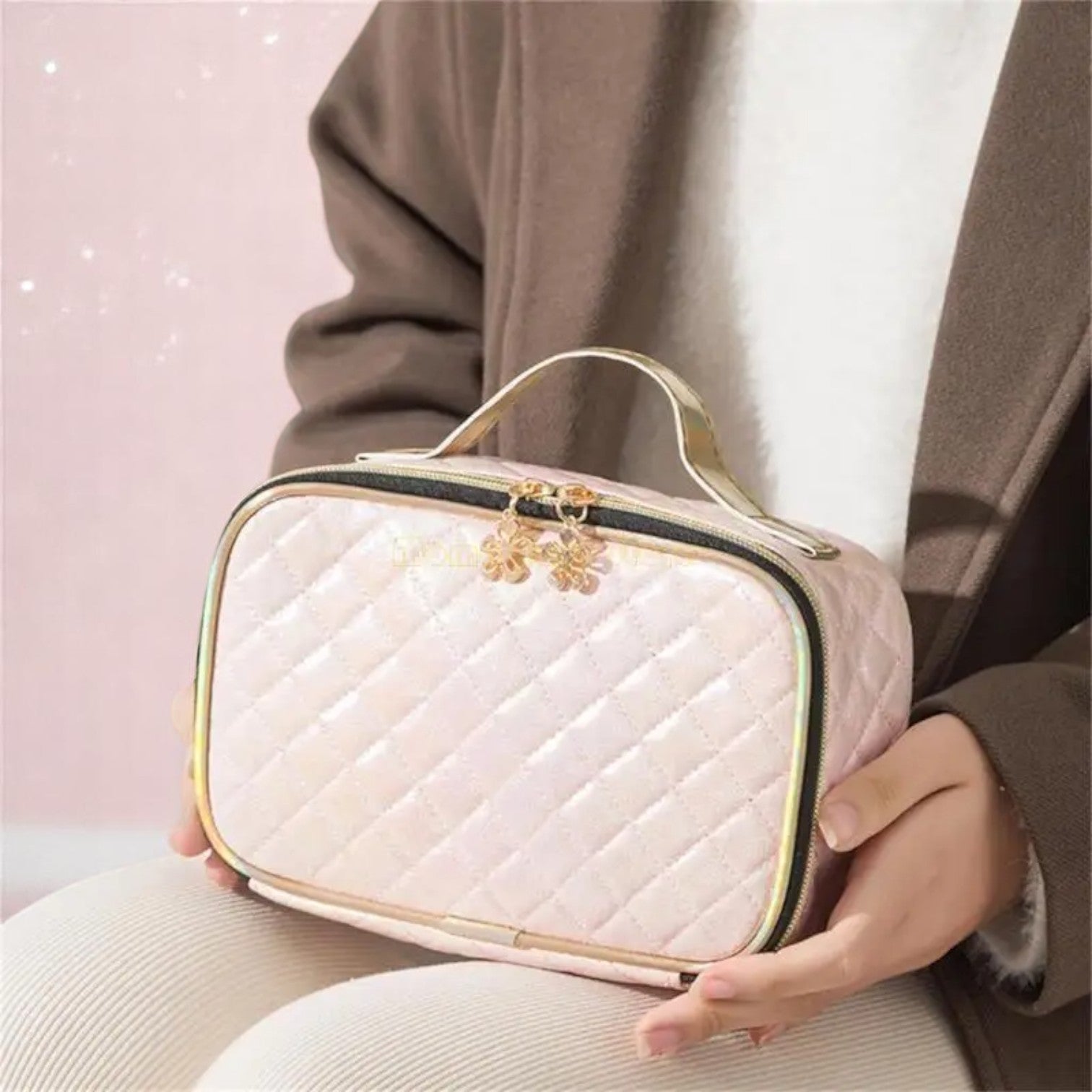 Celestial Glam Travel Vault – Makeup Bag | Iridescent pastel fashion accessory from Rainbowscape