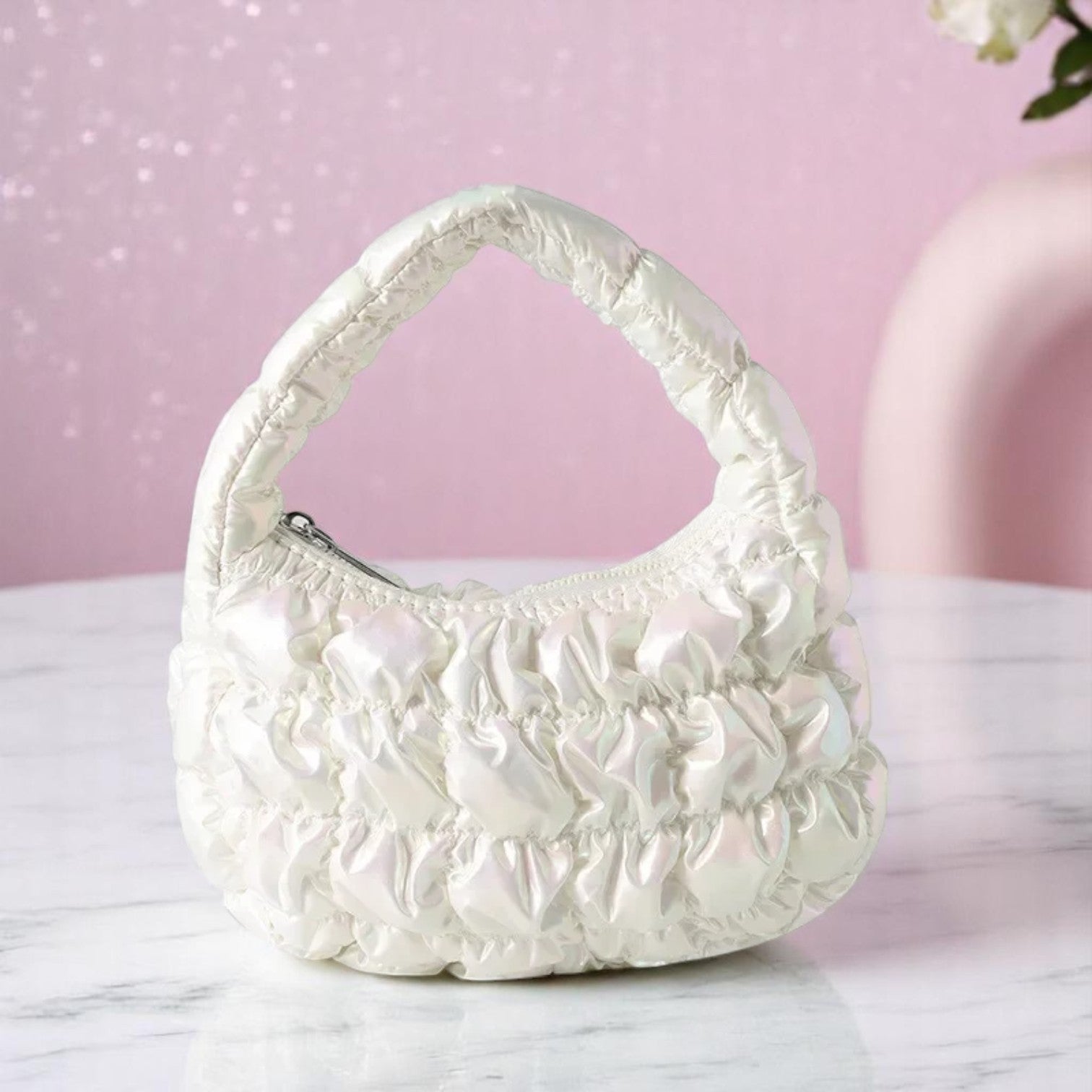 PuffFluff Cloudlet Charm Bag – Handbag | Iridescent pastel fashion accessory from Rainbowscape