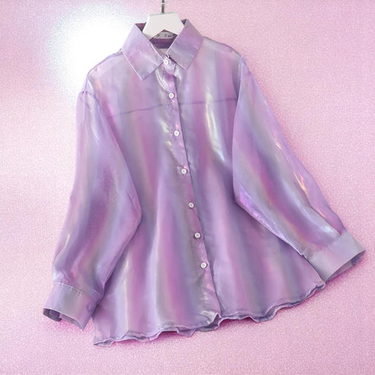 Moonveil Mirage Shirt – Shirt | Iridescent pastel fashion accessory from Rainbowscape