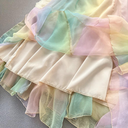 Whirlwind of Whimsy Mesh Midi Dress – Dress | Iridescent pastel fashion accessory from Rainbowscape