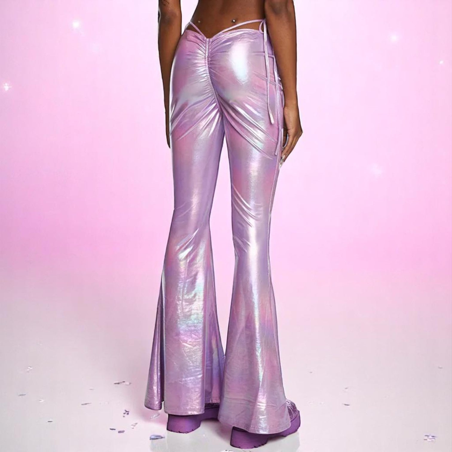 Moonlit Siren Flare Pants – Trousers | Iridescent pastel fashion accessory from Rainbowscape
