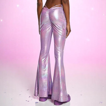 Moonlit Siren Flare Pants – Trousers | Iridescent pastel fashion accessory from Rainbowscape
