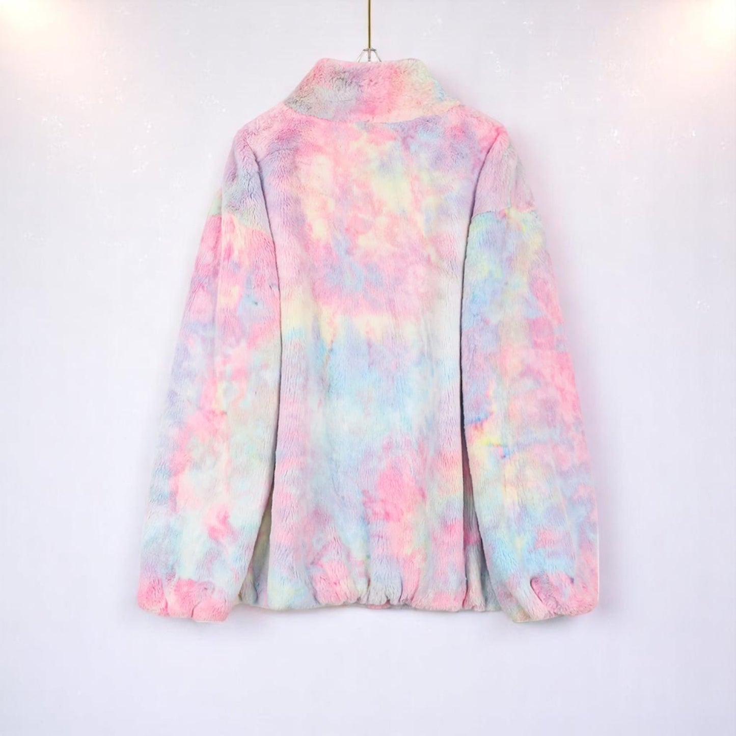 Frosted Bubblegum Dream Faux Fur Jacket – Jacket | Iridescent pastel fashion accessory from Rainbowscape