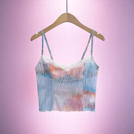 Misty Muse Lace Cami – Camis | Iridescent pastel fashion accessory from Rainbowscape