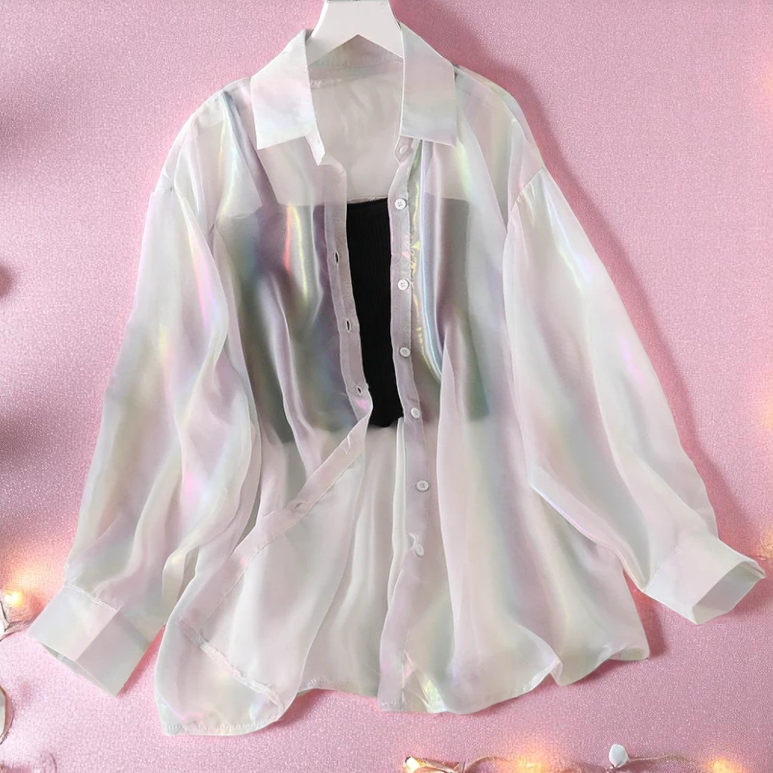 Moonveil Mirage Shirt – Shirt | Iridescent pastel fashion accessory from Rainbowscape